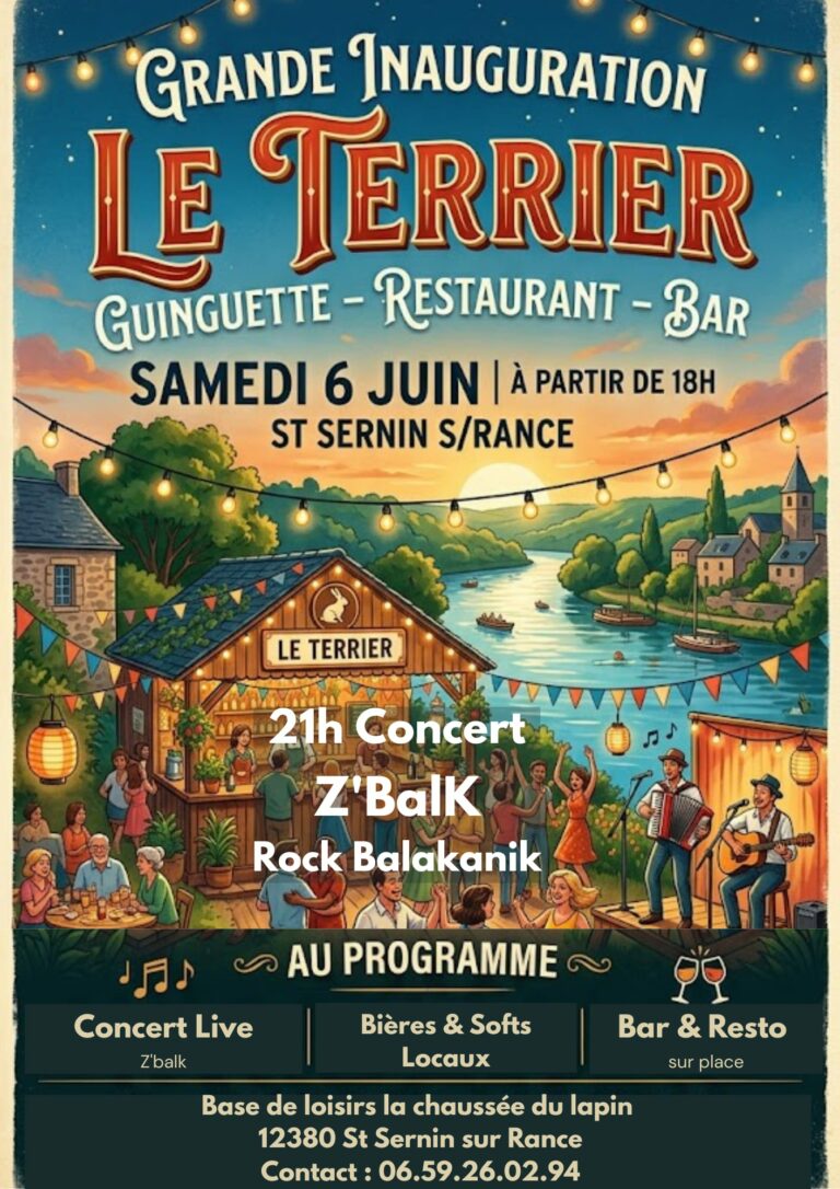 Lire la suite à propos de l’article Grande inauguration de notre guinguette “Le Terrier” le samedi 6 juin